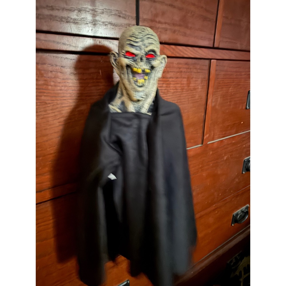 Vintage 2003 Paper Magic Group Halloween Hanging Ghoul  Red Eyes Black Fabric